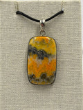 Sterling Silver Rectangle Bumblebee Jasper Pendant by Sacred Crystals