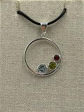 Sterling Silver Open Bubble Aquamarine, Peridot & Garnet Pendant by Sacred Crystals