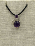 Sterling Silver Blinged Round Amethyst Pendant by Sacred Crystals