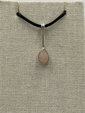 Sterling Silver Dropped Teardrop Rose Quartz Pendant by Sacred Crystals