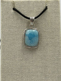 Sterling Silver Bezeled Square Larimar Pendant by Sacred Crystals