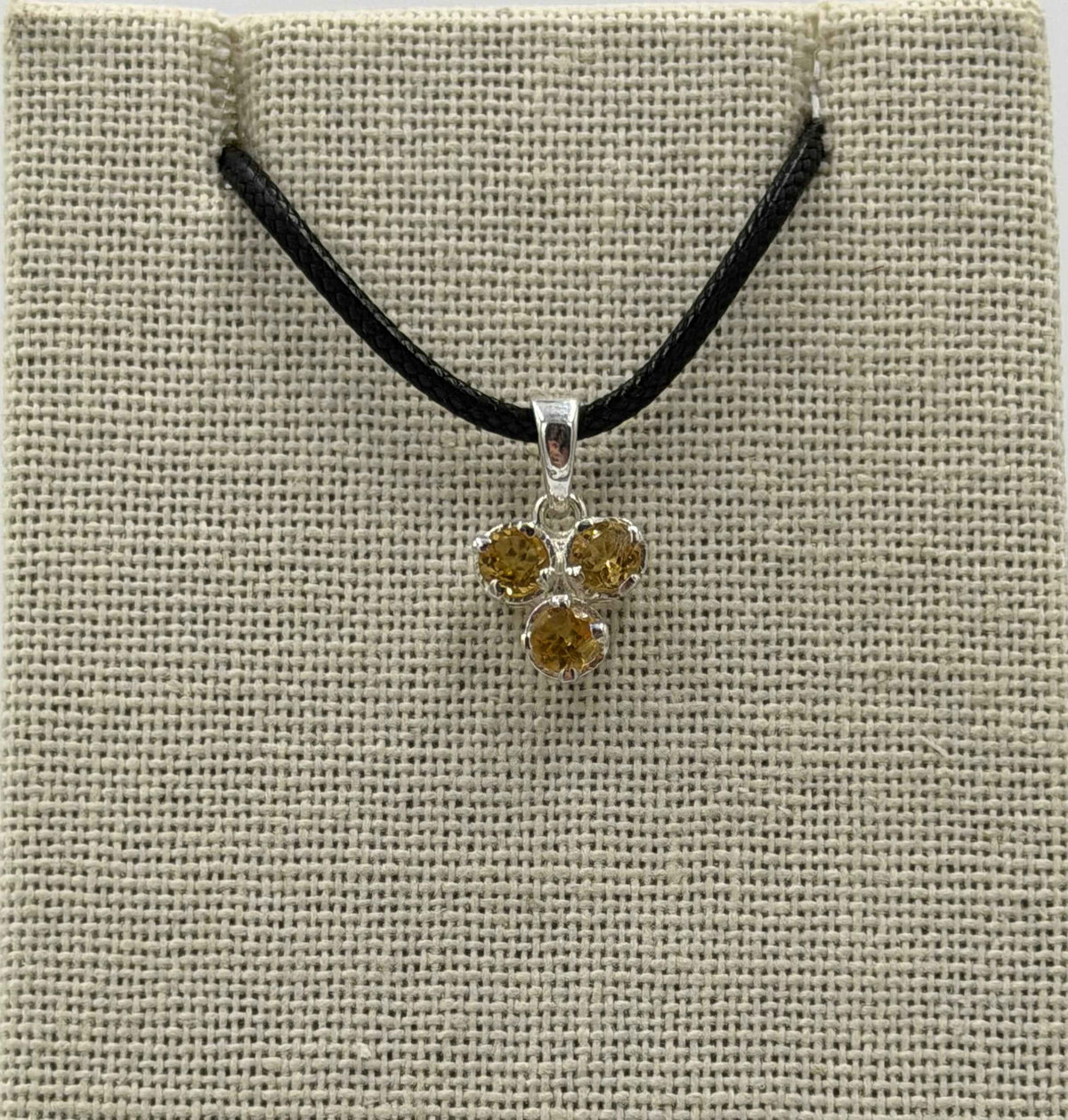 Sterling Silver Triple Round Citrine Pendant by Sacred Crystals