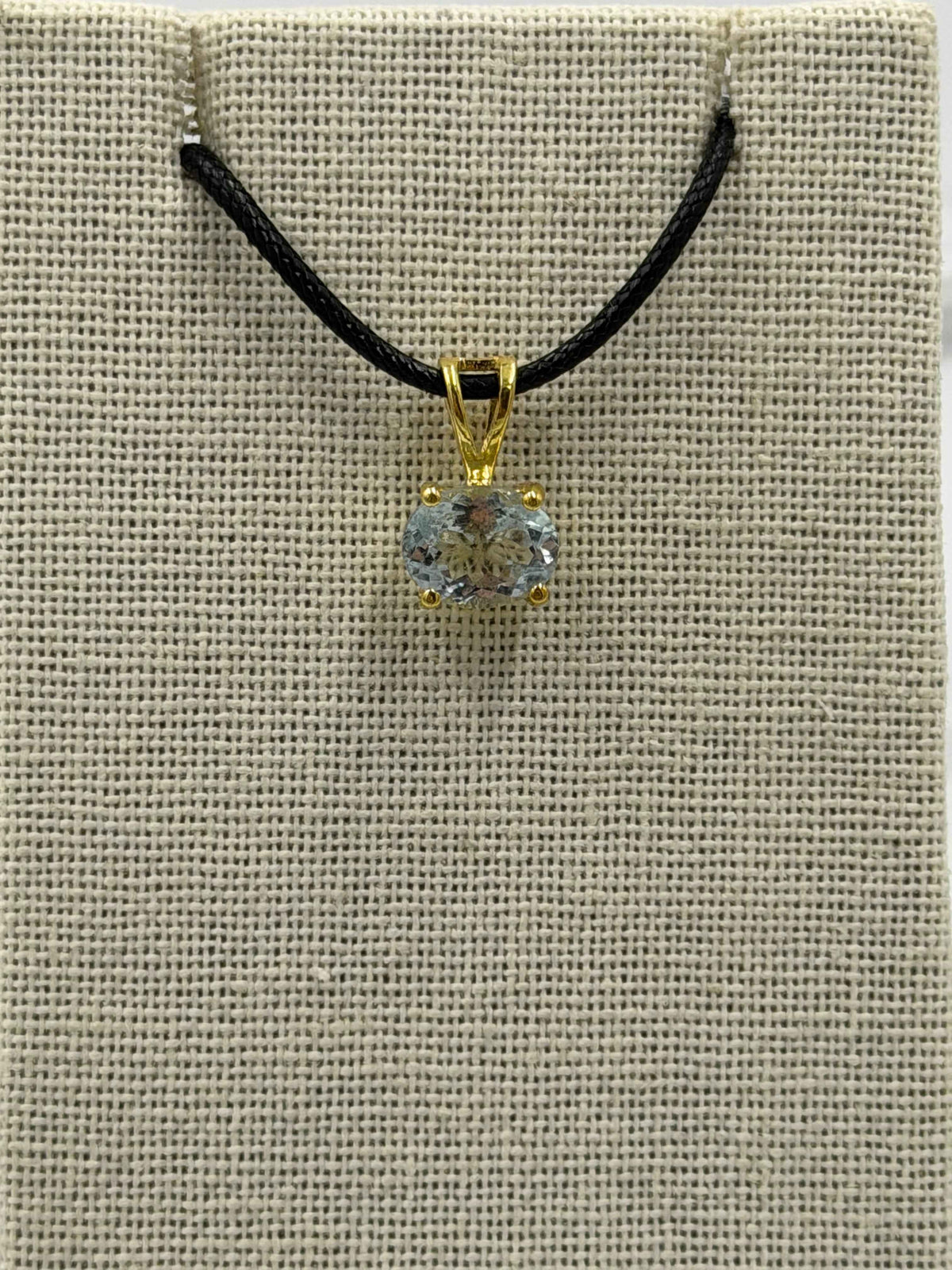 Gold Vermeil Horizon Oval Aquamarine Pendant by Sacred Crystals
