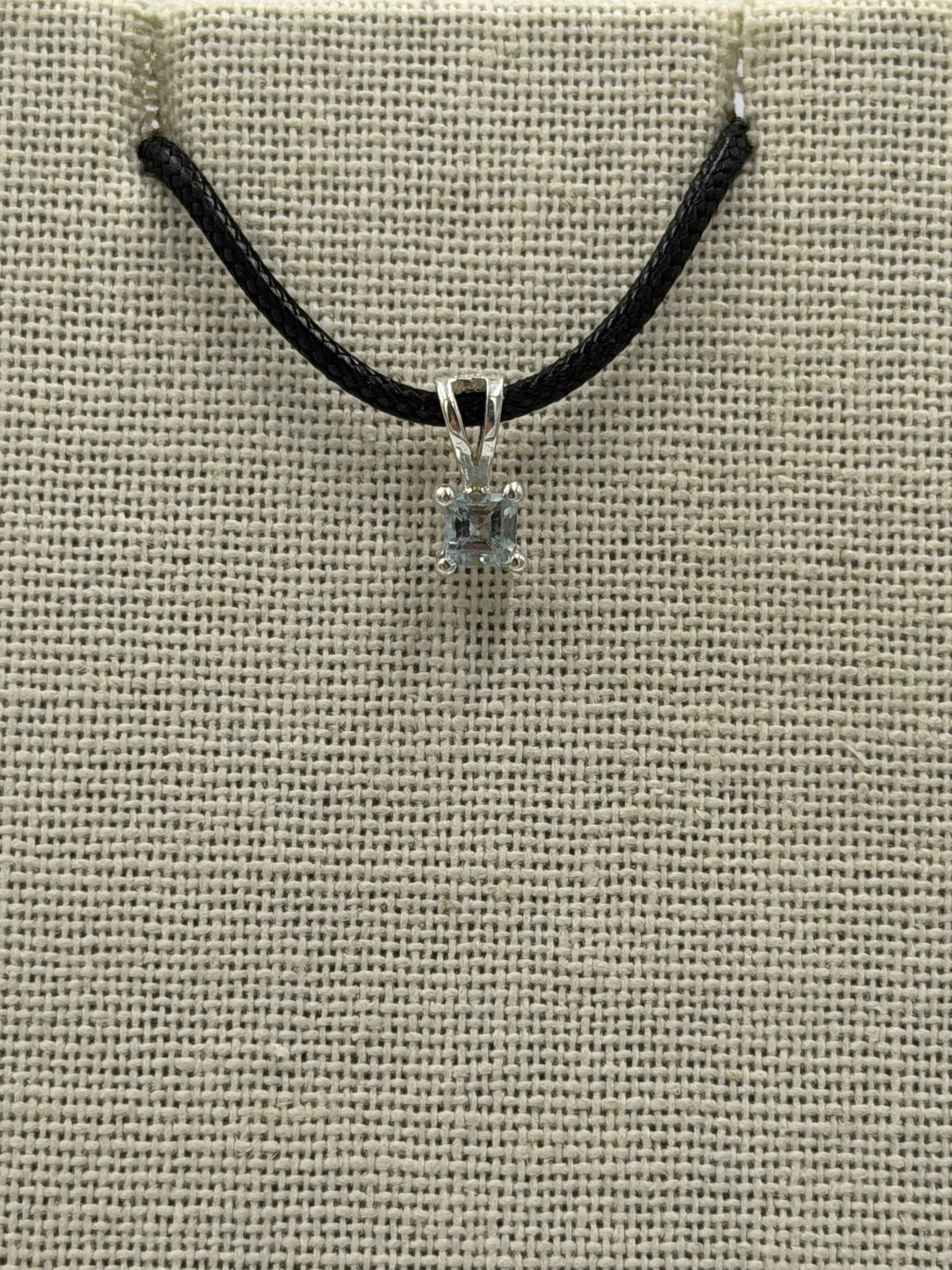 Sterling Silver Square Aquamarine Pendant by Sacred Crystals