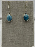 Sterling Silver Round Larimar Dangle Earrings by Sacred Crystals