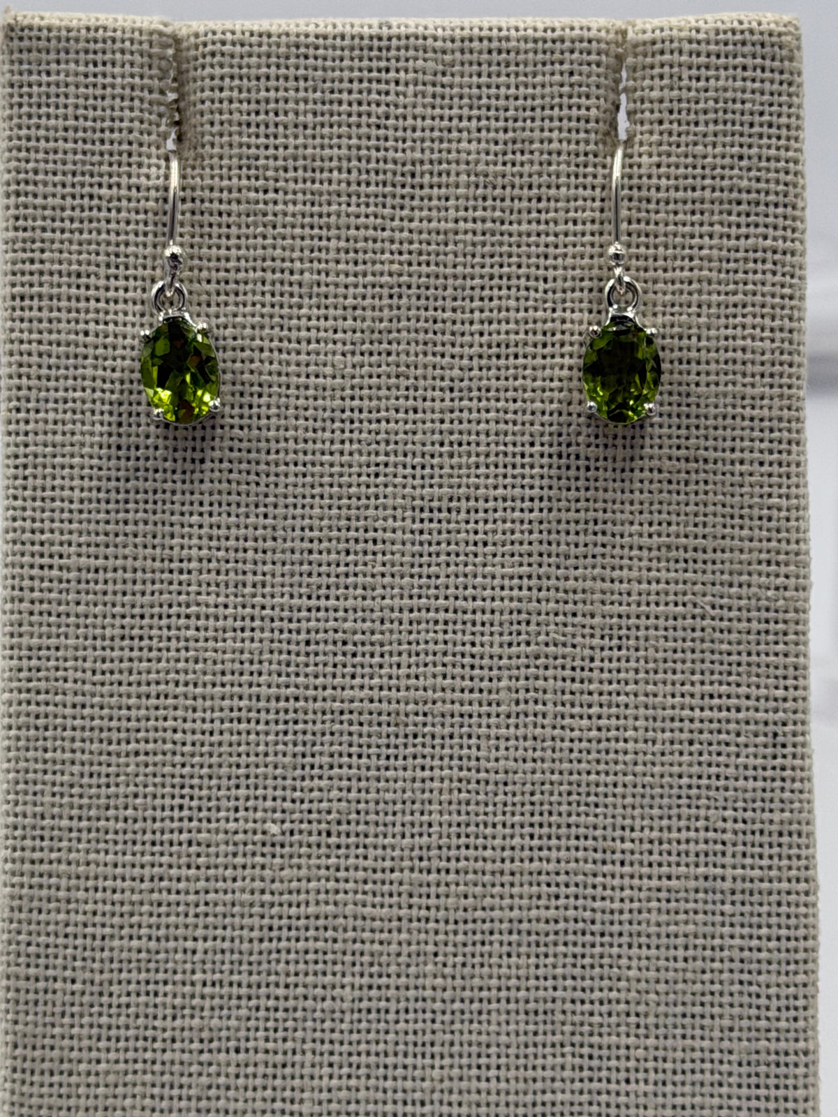 Sterling Silver Oval Peridot Dangle Earrings by Sacred Crystals