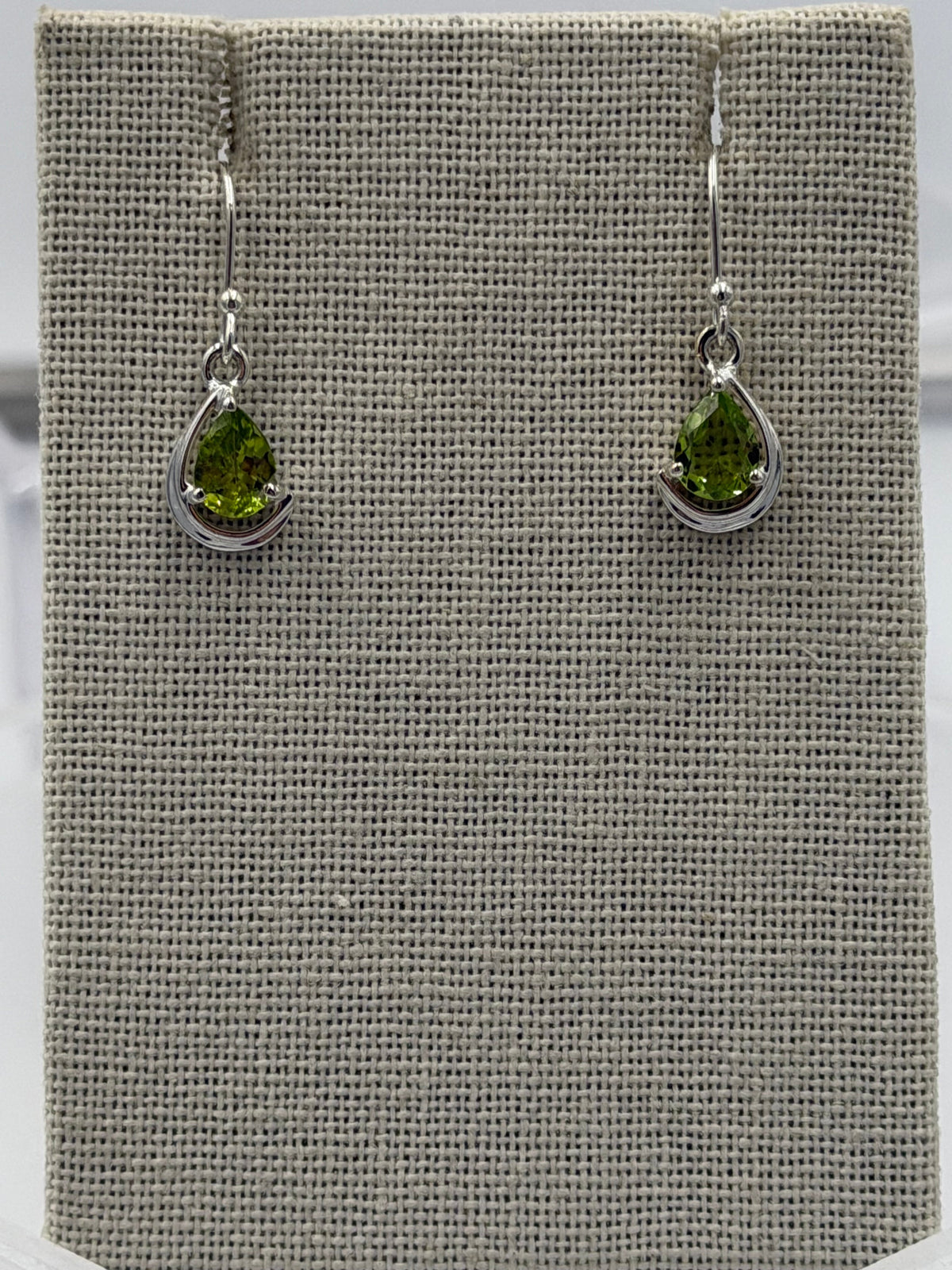 Sterling Silver Teardrop Peridot Dangle Earrings by Sacred Crystals