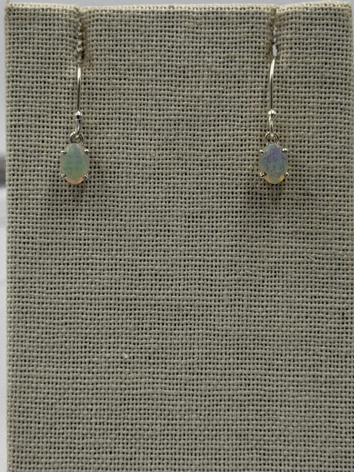 Sterling Silver Oval Ethiopian Opal Dangle Earrings Size 1 by Sacred Crystals