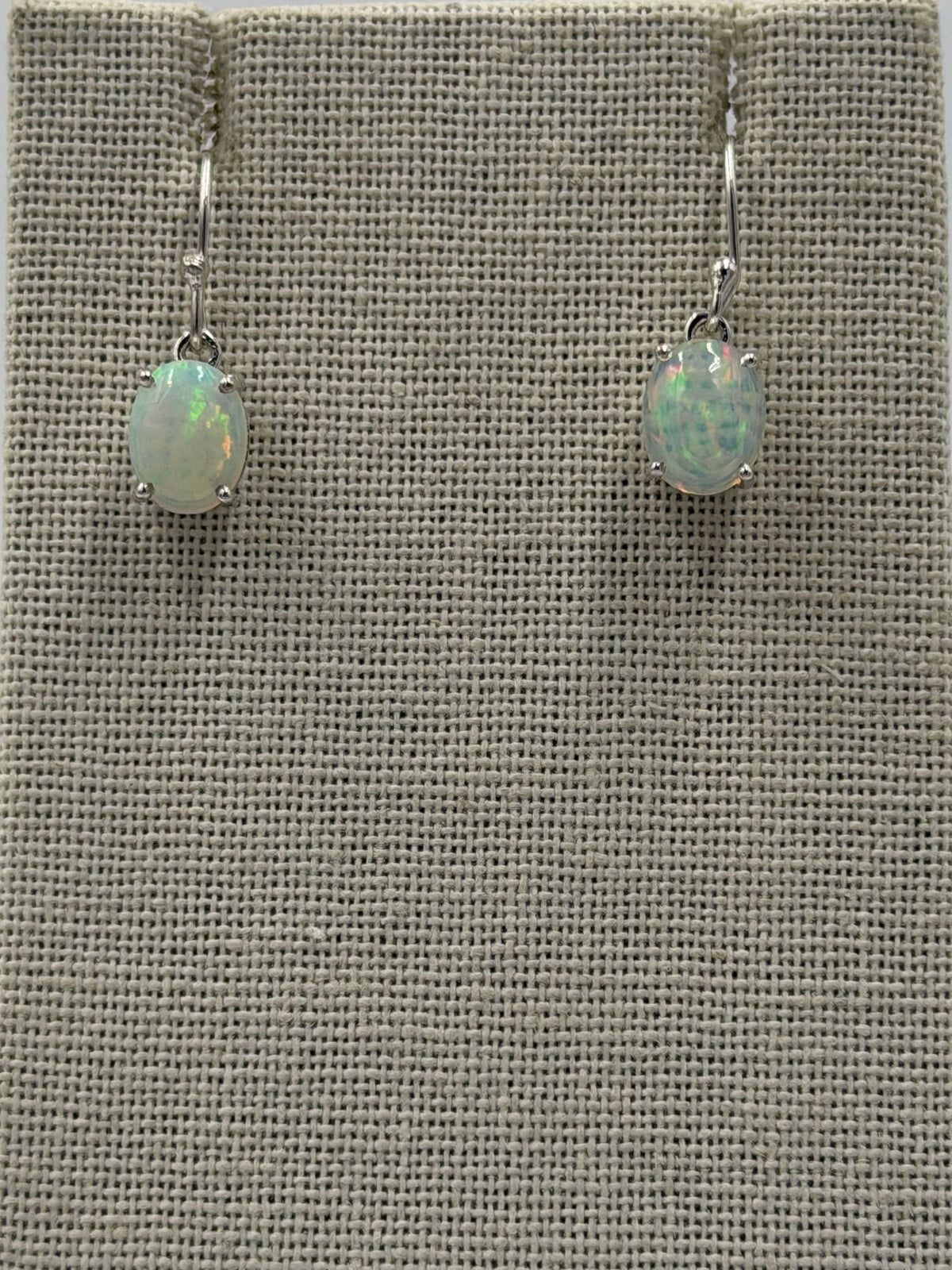 Sterling Silver Oval Ethiopian Opal Dangle Earrings Size 3 by Sacred Crystals