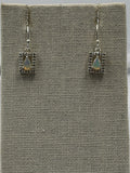 Sterling Silver Sparkled Square with Teardrop Ethiopian Opal Dangle Earrings by Sacred Crystals