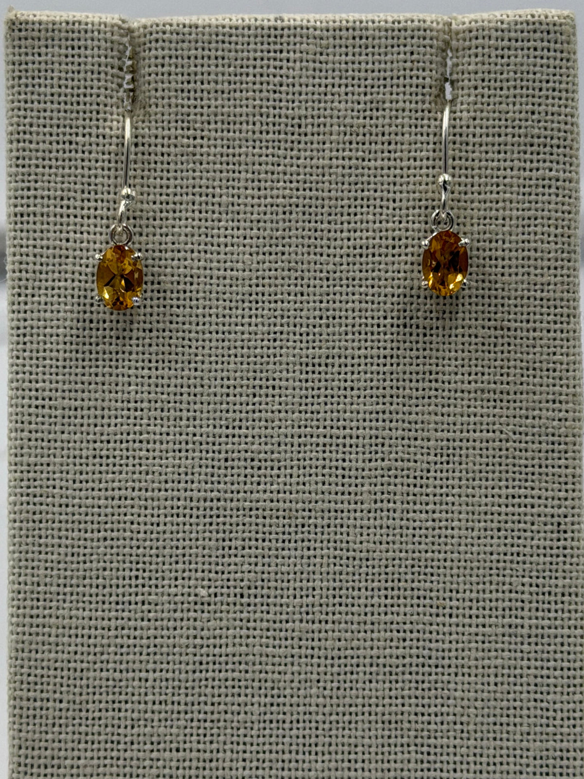 Sterling Silver Oval Citrine Dangle Earrings Size 1 by Sacred Crystals