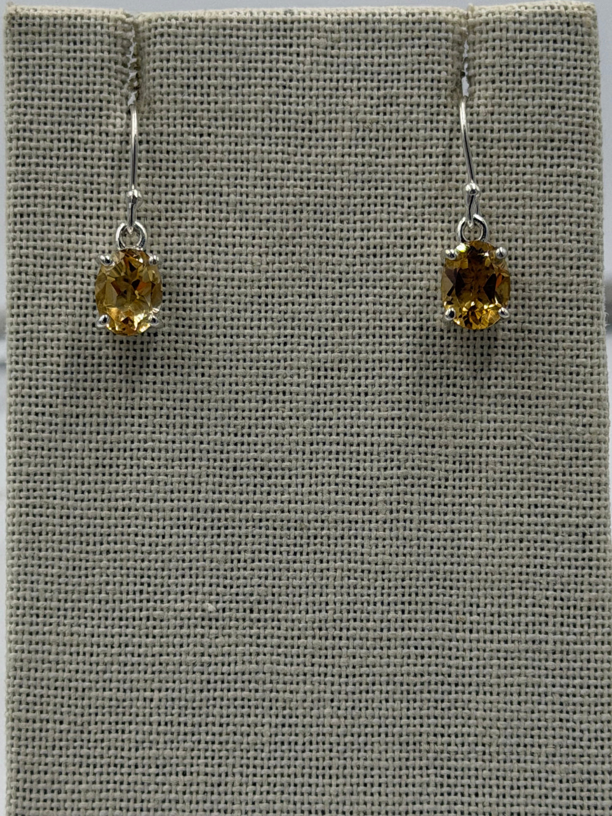 Sterling Silver Oval Citrine Dangle Earrings Size 2 by Sacred Crystals