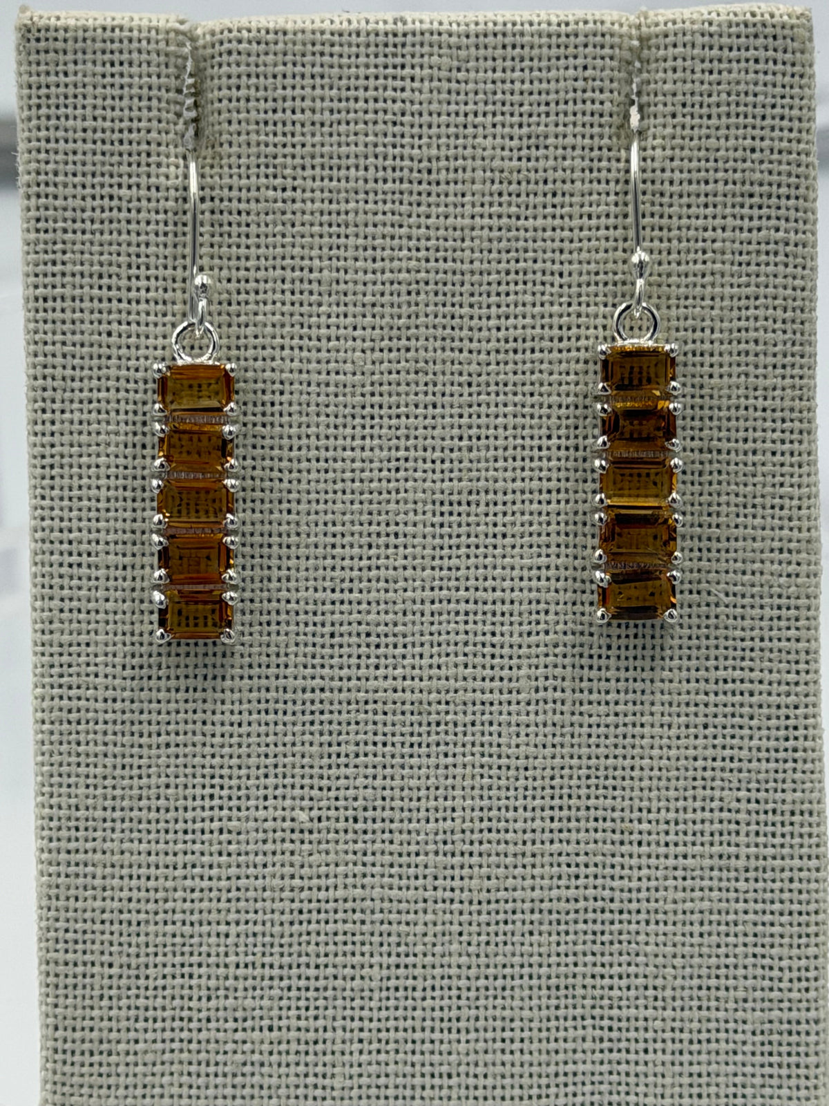 Sterling Silver Bar Citrine Dangle Earrings by Sacred Crystals