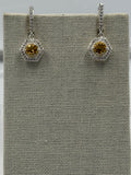 Sterling Silver Sparkled Hexagon Citrine Hoop Earrings by Sacred Crystals