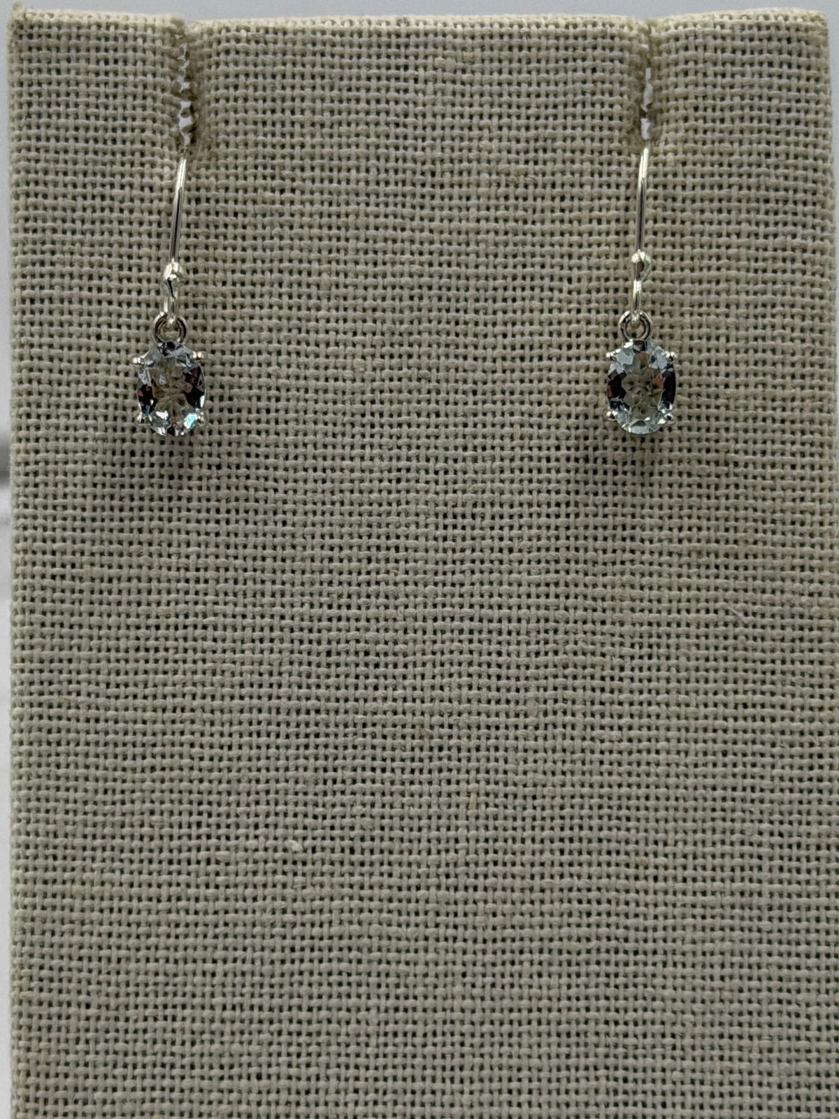 Sterling Silver Oval Aquamarine Dangle Earrings Size 1 by Sacred Crystals