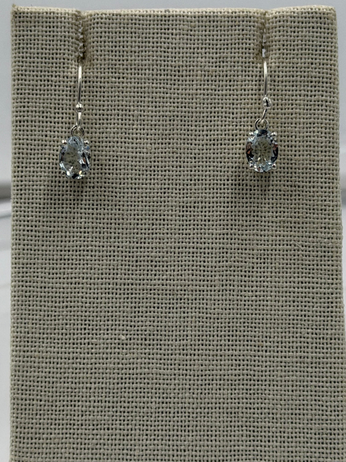 Sterling Silver Oval Aquamarine Dangle Earrings Size 2 by Sacred Crystals