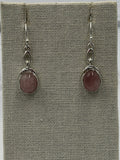 Sterling Silver Rose Single Chain Quartz Dangle Earrings by Sacred Crystals