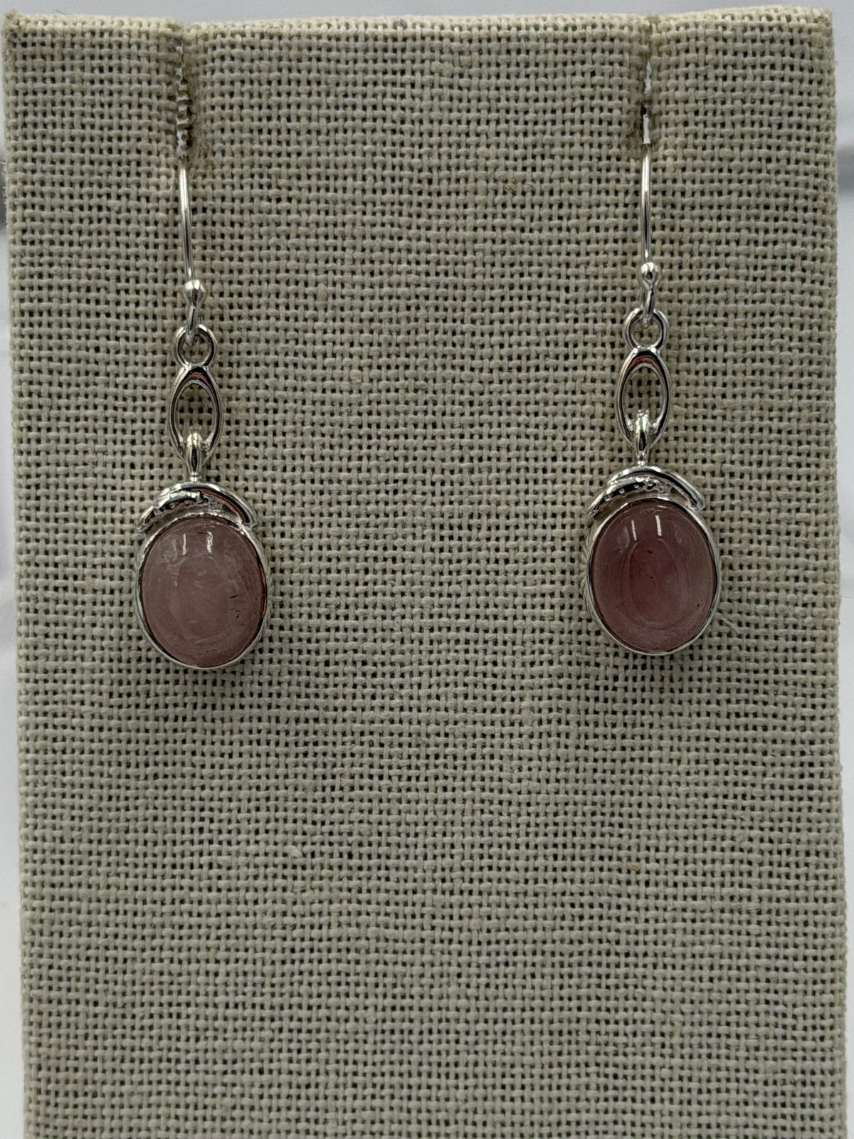 Sterling Silver Rose Single Chain Quartz Dangle Earrings by Sacred Crystals