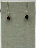 Sterling Silver Oval Garnet Dangle Earrings Size 2 by Sacred Crystals