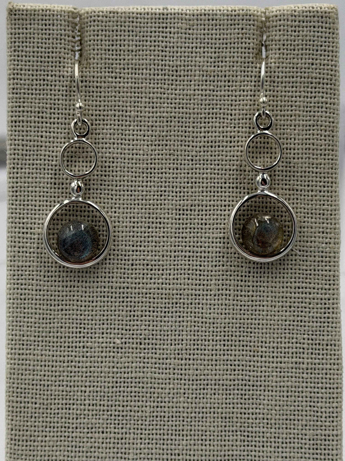 Sterling Silver Double Bubble Labradorite Dangle Earrings by Sacred Crystals