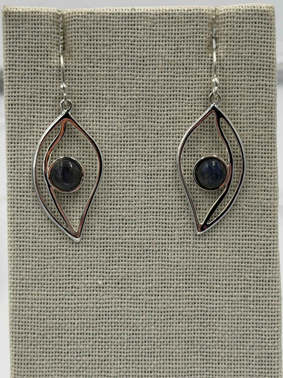 Sterling Silver Open Leaf Labradorite Dangle Earrings by Sacred Crystals