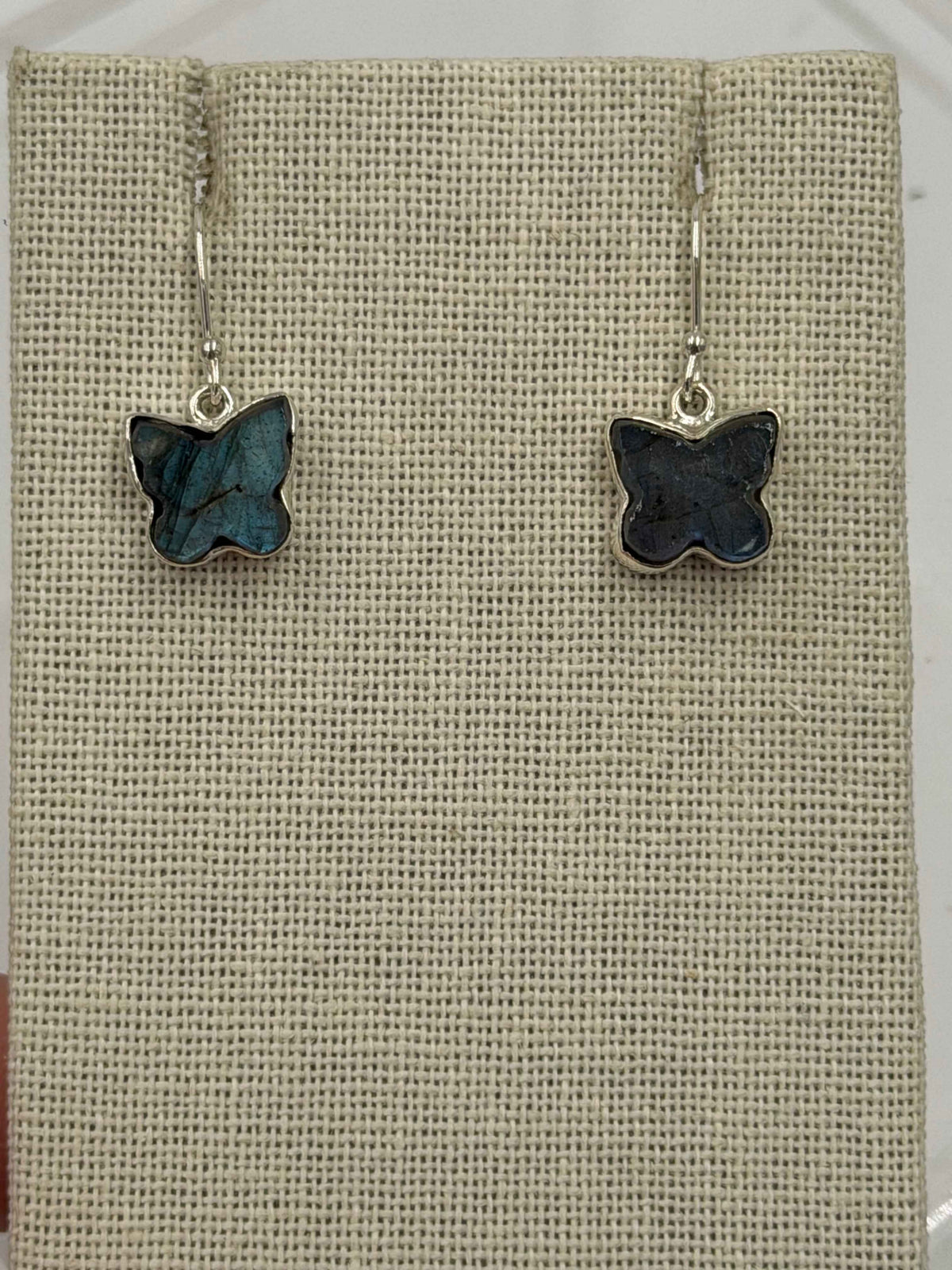 Sterling Silver Butterfly Labradorite Dangle Earrings by Sacred Crystals