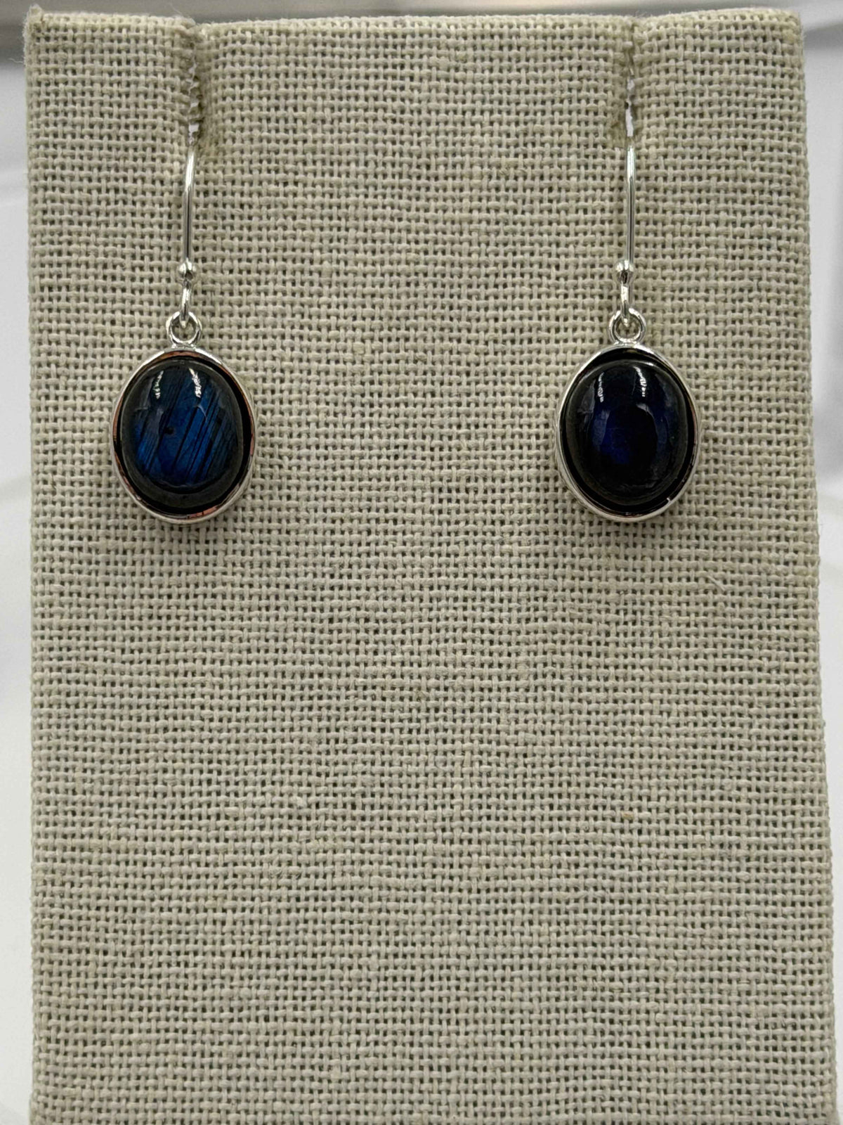 Sterling Silver Bezeled Labradorite Dangle Earrings by Sacred Crystals