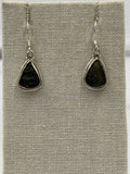 Sterling Silver Bezeled Moldavite Dangle Earrings by Sacred Crystals