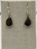 Sterling Silver Lined Bezeled Moldavite Dangle Earrings by Sacred Crystals