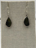 Sterling Silver Bezeled Moldavite Dangle Earrings Size 2 by Sacred Crystals
