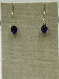 Sterling Silver Oval Amethyst Dangle Earrings by Sacred Crystals