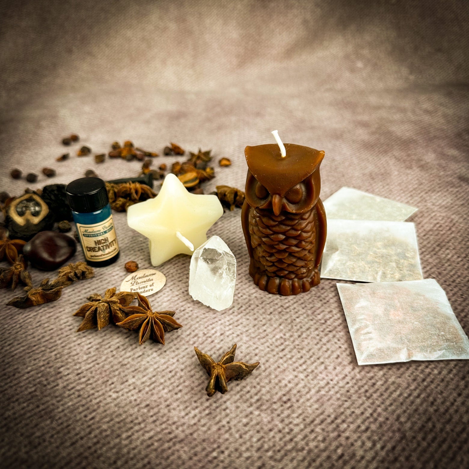 Wise Owl Wishing Star Candle Spell Kit - Wisdom & Success by Parlour of Wonders