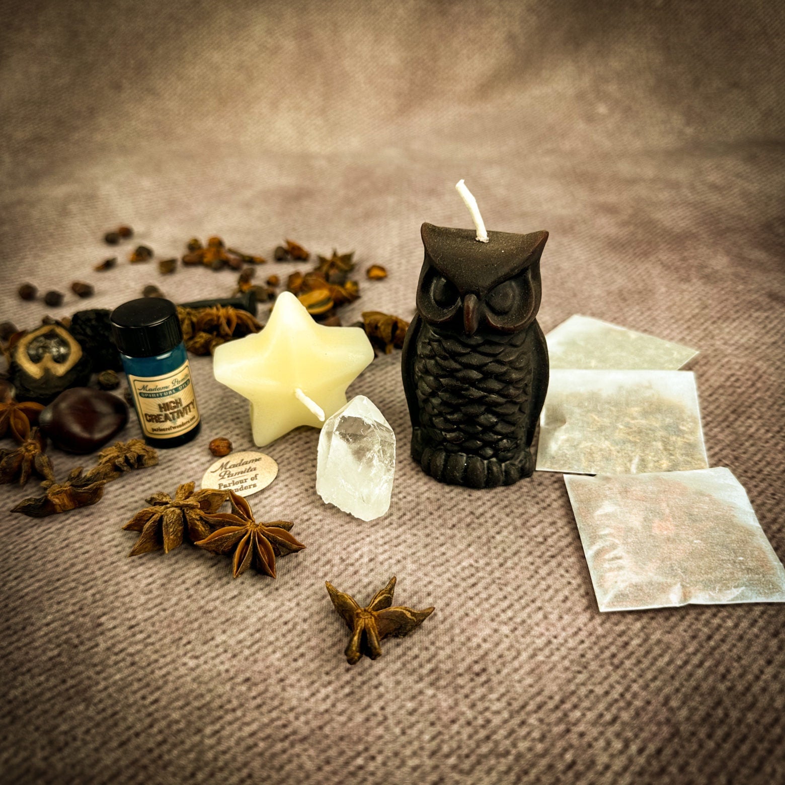 Wise Owl Wishing Star Candle Spell Kit - Wisdom & Success by Parlour of Wonders