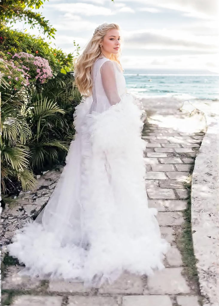 Tulle Ruffled Sleeves Fringe Multi-Color Custom Robe Dress for Theme Photo Shoot by SelenaHuanStudio
