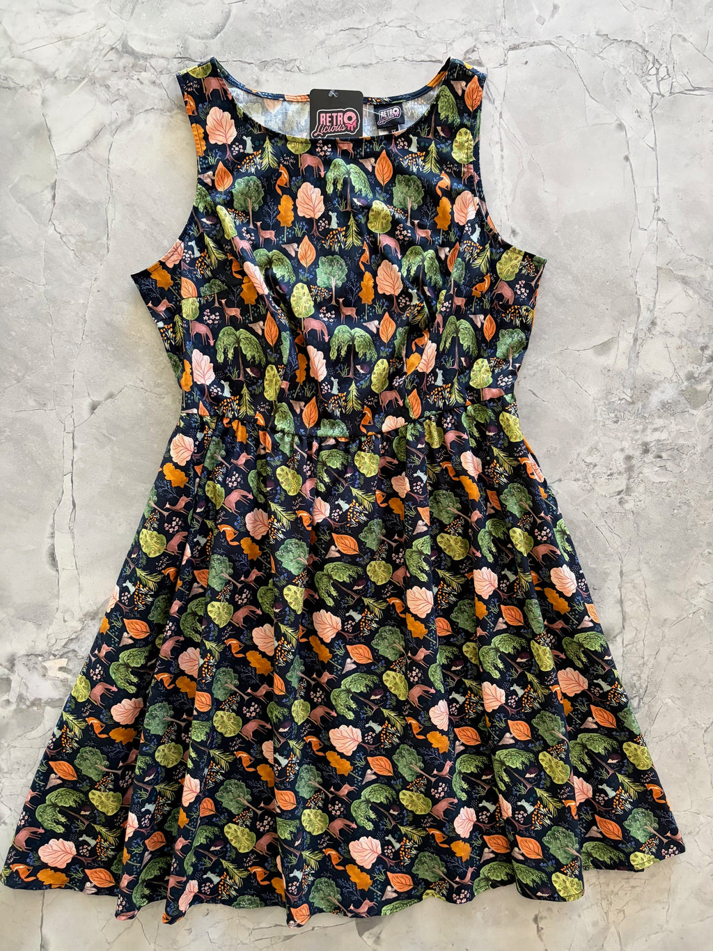 Woodland Vintage Dress in Navy by Retrolicious