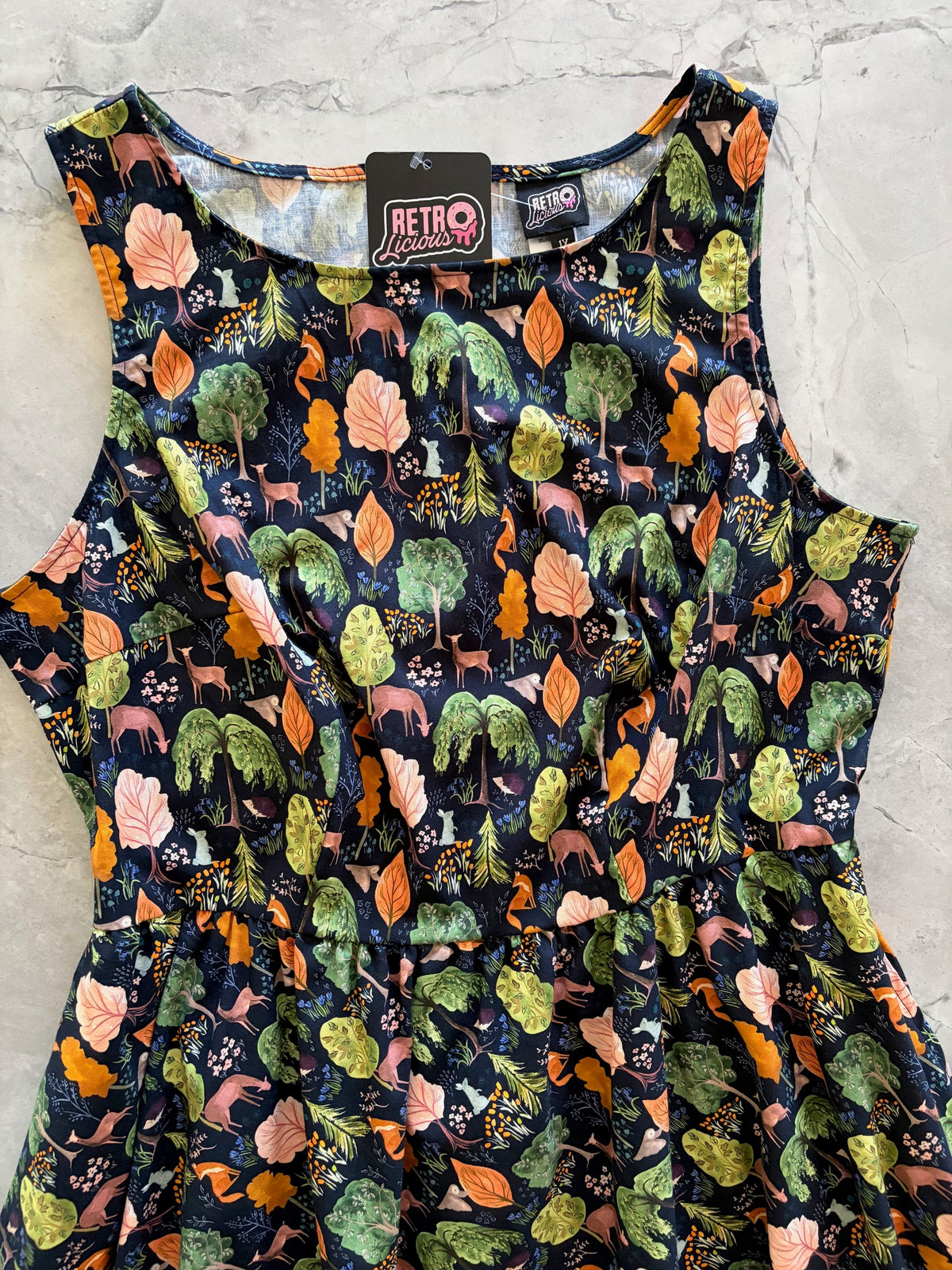 Woodland Vintage Dress in Navy by Retrolicious