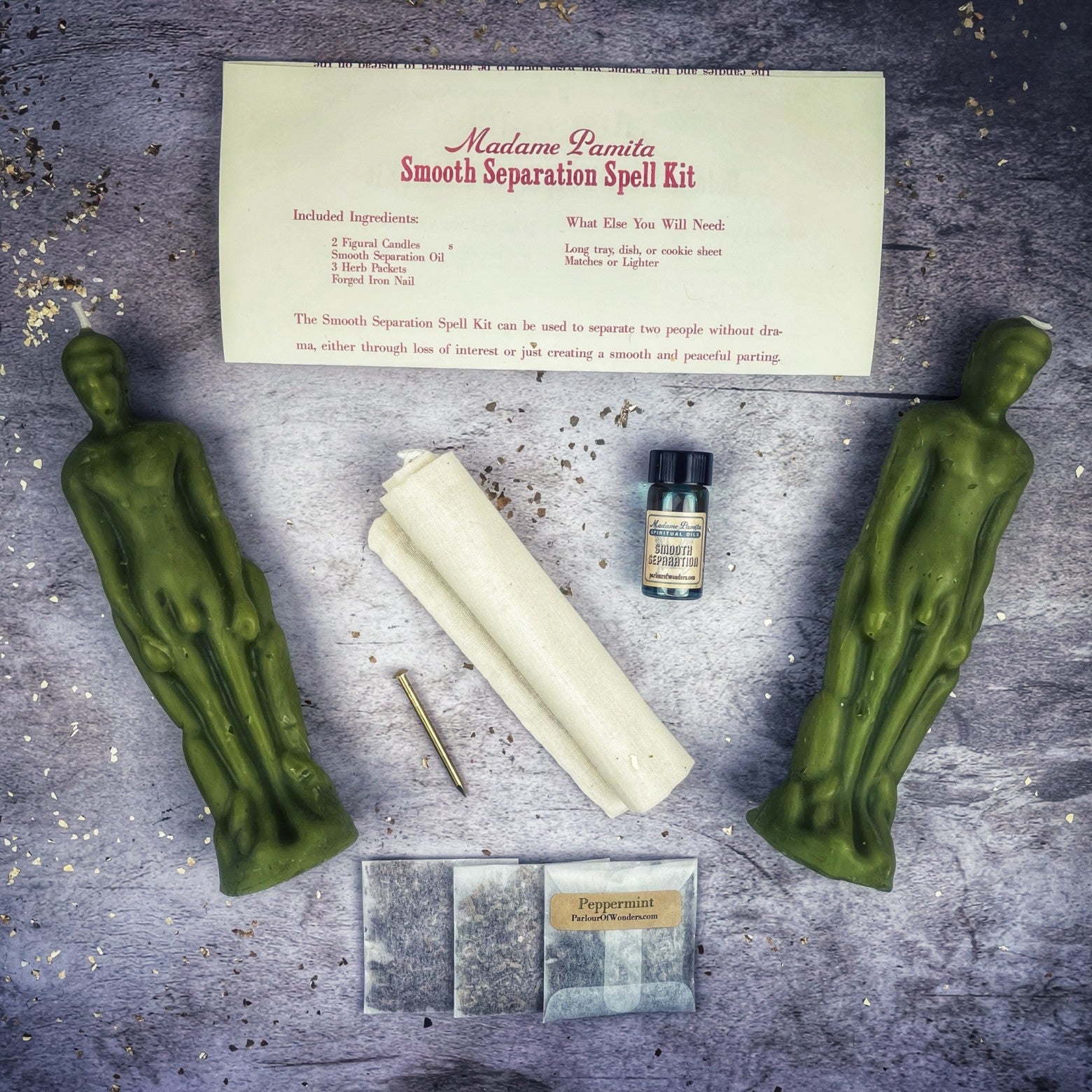 Smooth Separation Candle Spell Kit - Male/Male | Peaceful Parting by Parlour of Wonders