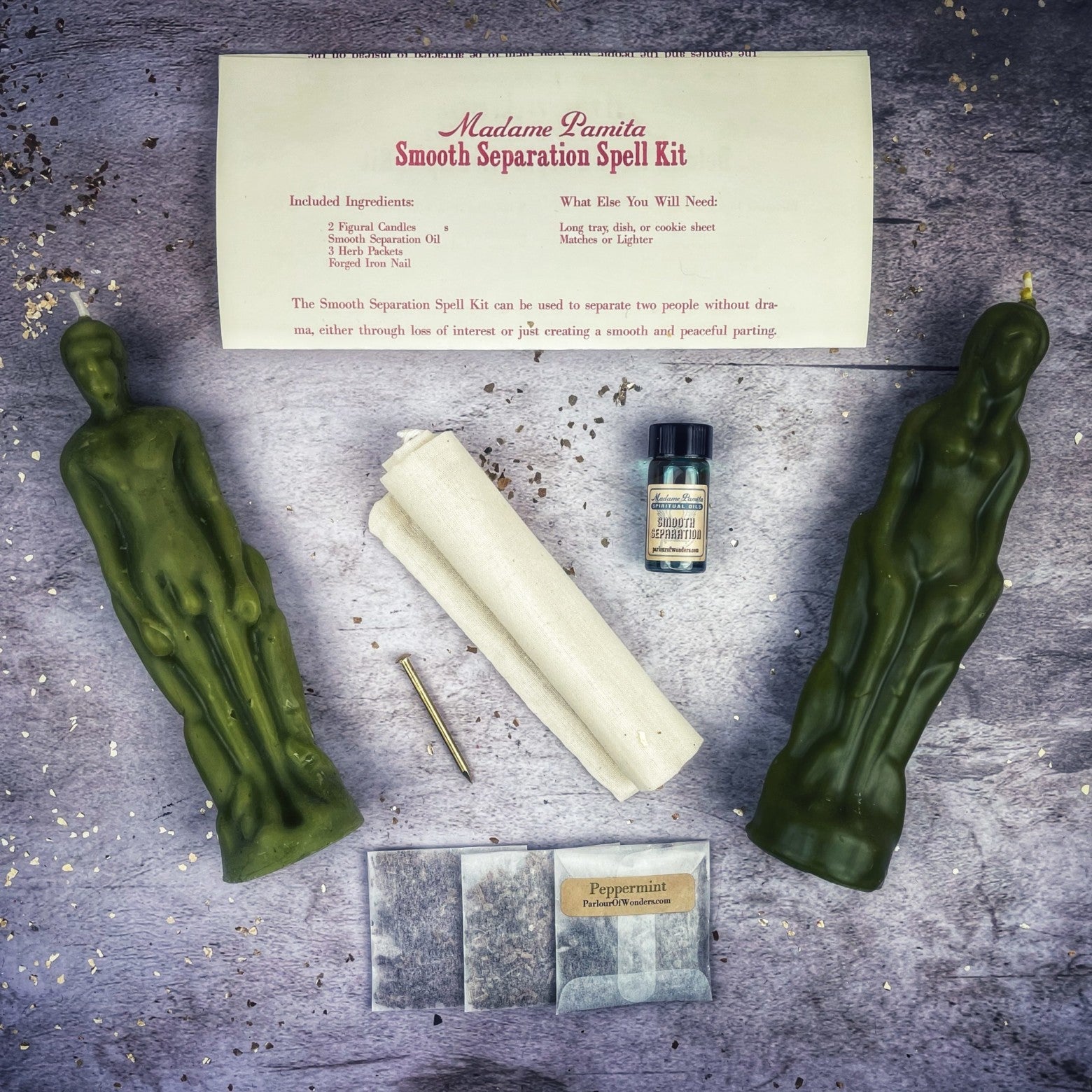 Smooth Separation Candle Spell Kit - Female/Male | Peaceful Parting by Parlour of Wonders