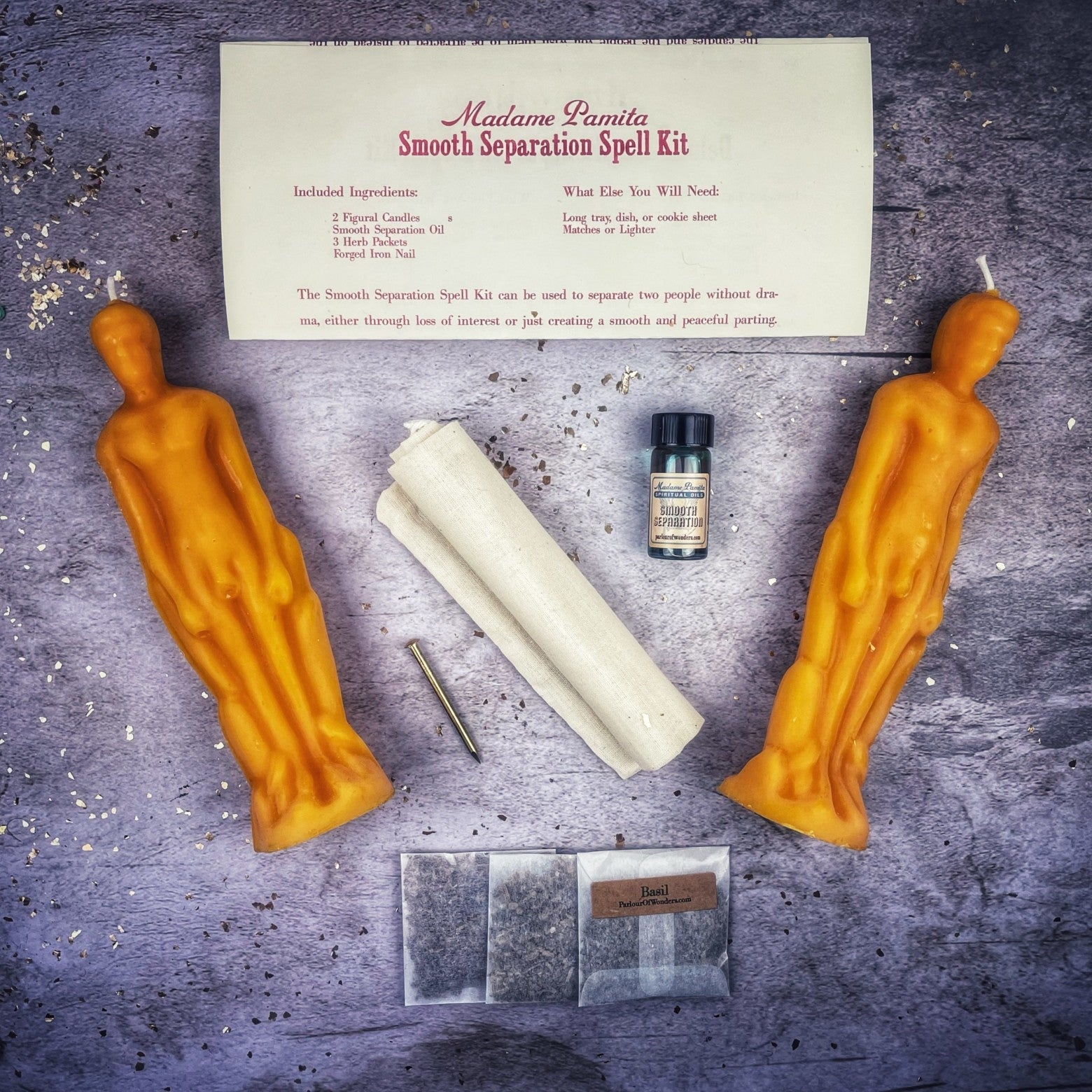 Smooth Separation Candle Spell Kit - Male/Male | Peaceful Parting by Parlour of Wonders