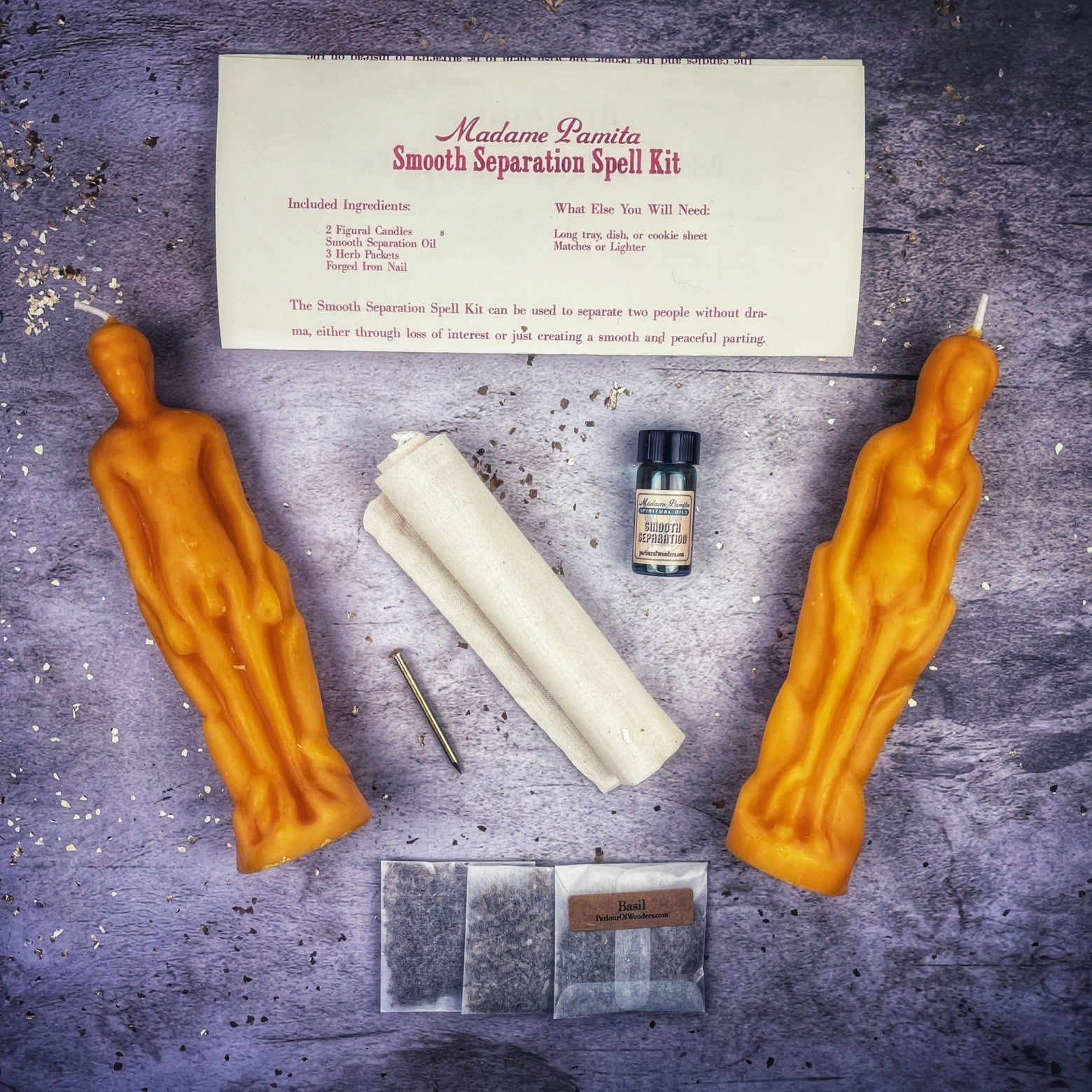 Smooth Separation Candle Spell Kit - Female/Male | Peaceful Parting by Parlour of Wonders
