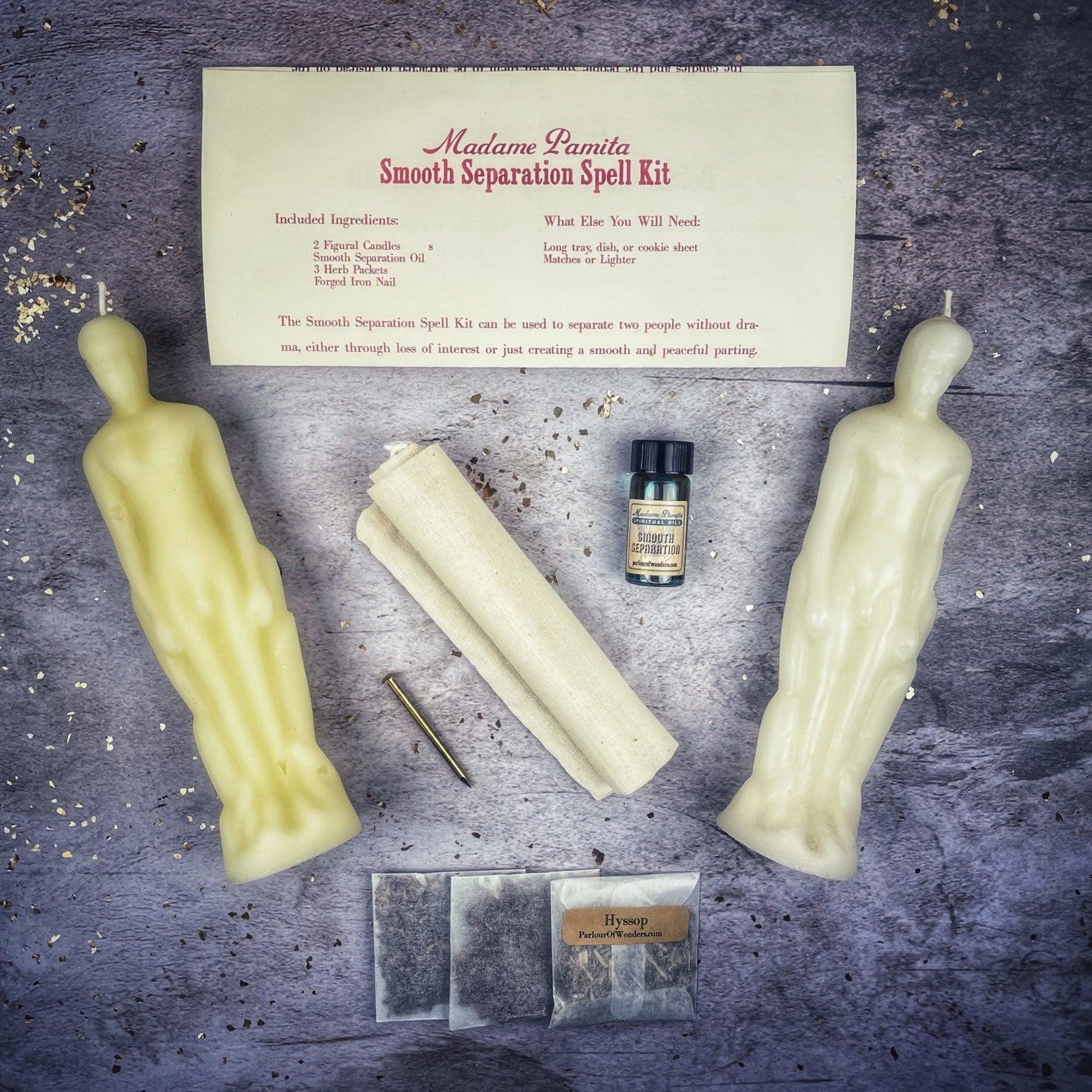 Smooth Separation Candle Spell Kit - Male/Male | Peaceful Parting by Parlour of Wonders