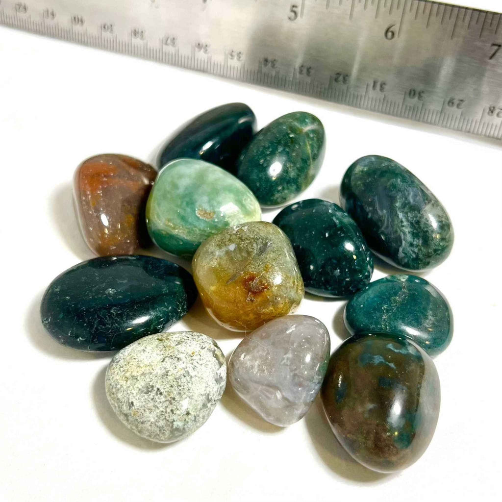 Moss Agate Tumbled Pocket Stone by Sacred Crystals