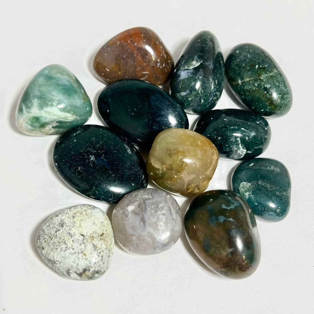Moss Agate Tumbled Pocket Stone by Sacred Crystals