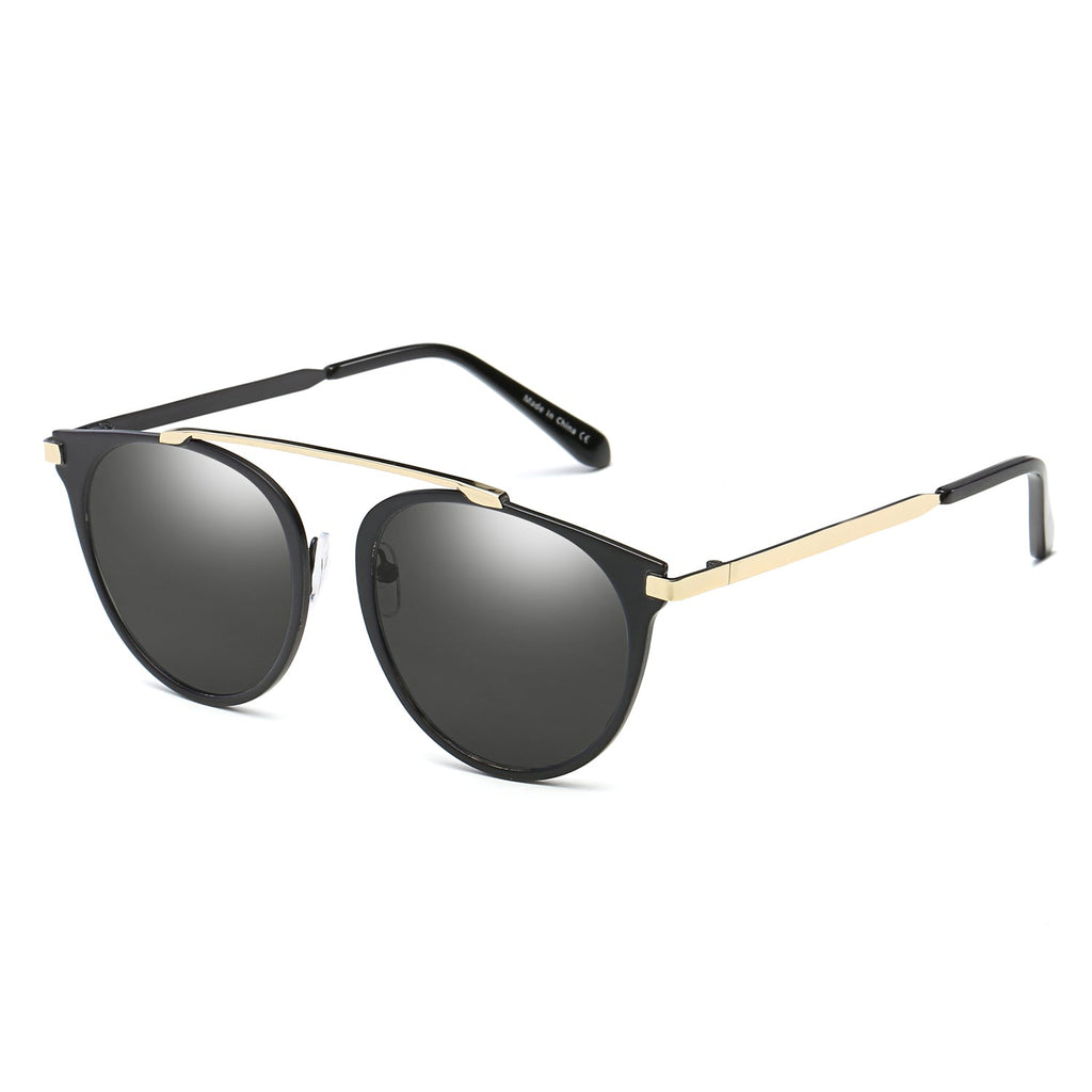 FRISCO | Modern Horn Rimmed Metal Frame Round Sunglasses by Cramilo Eyewear