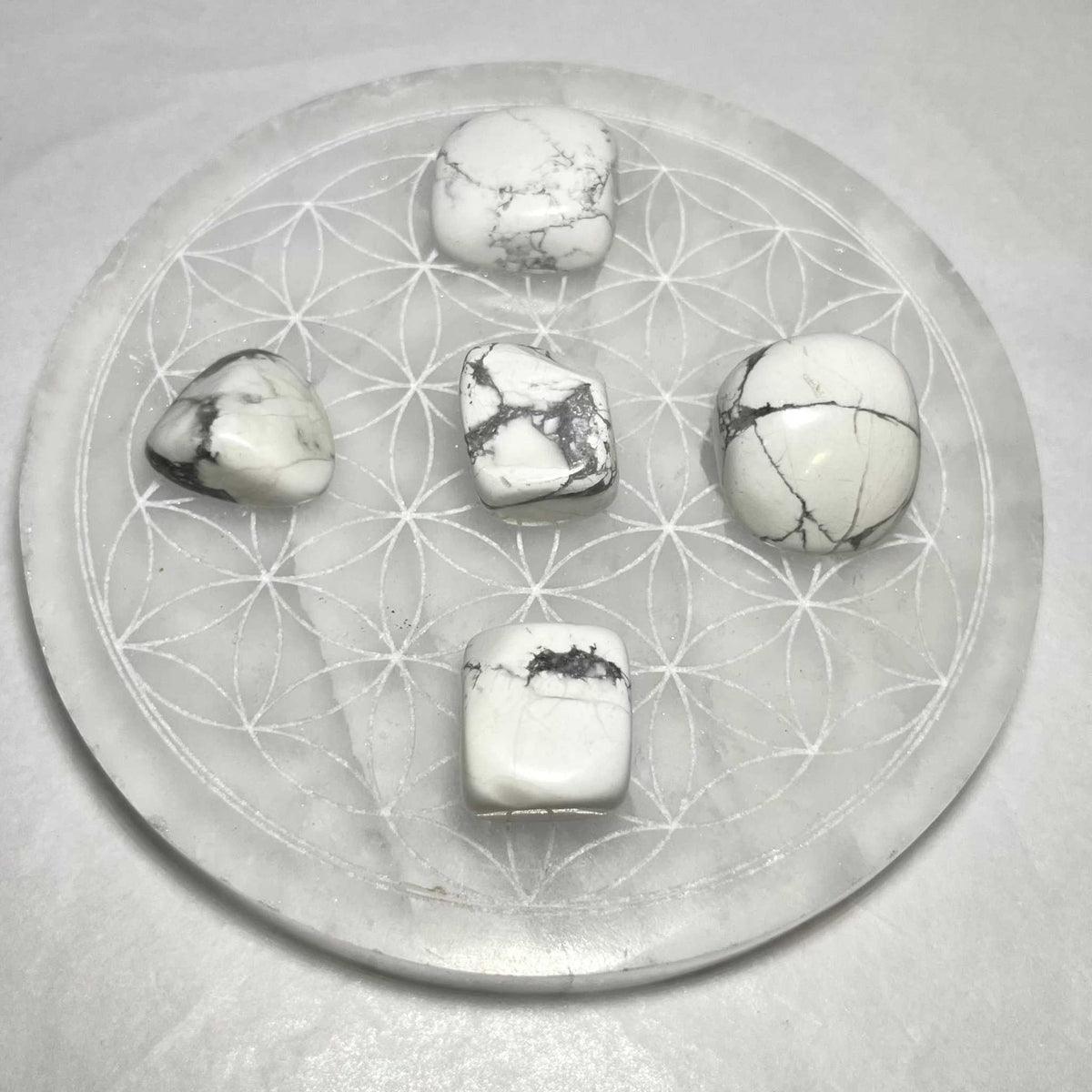 White Howlite Tumbled Stone by Sacred Crystals
