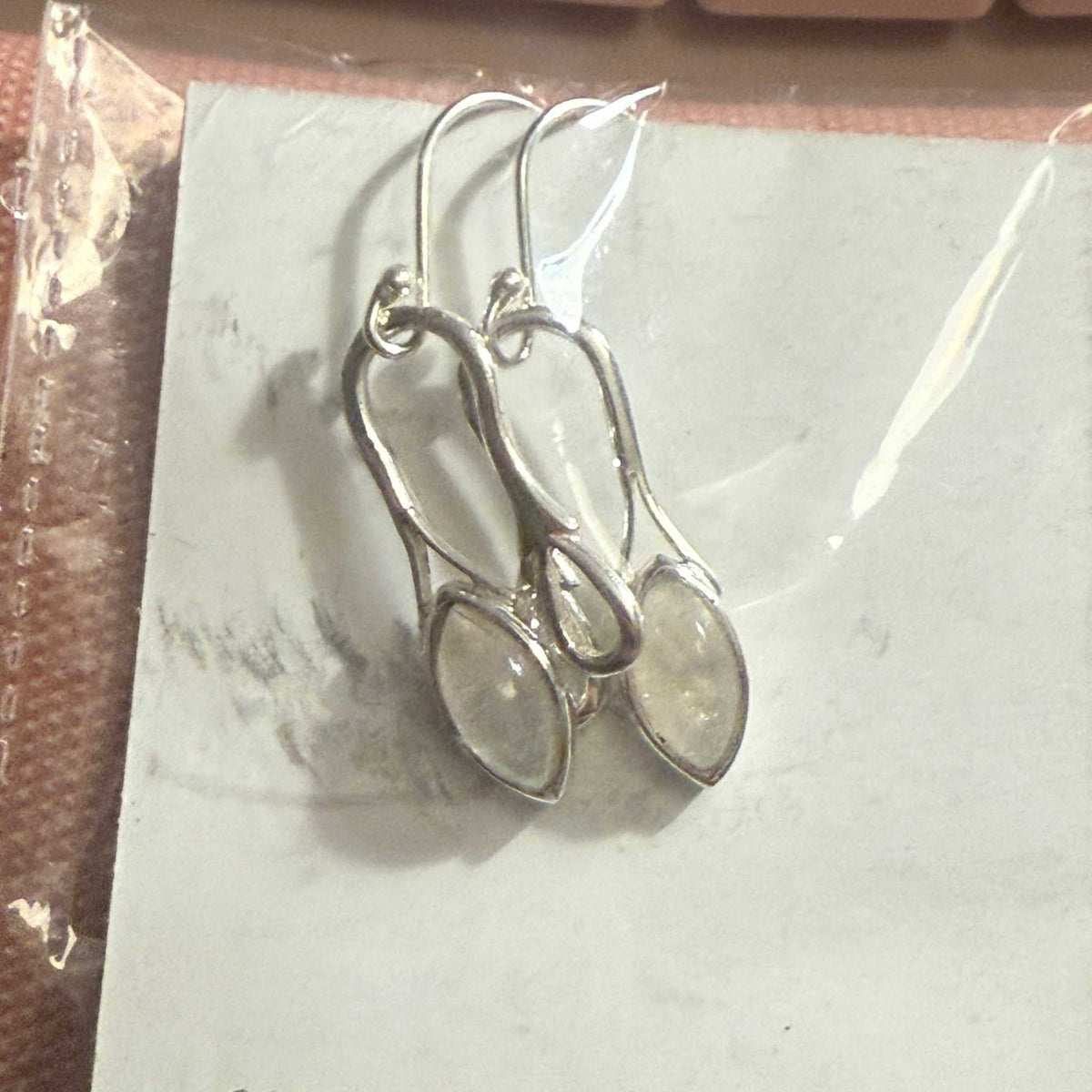 Marquise Rainbow Moonstone Earrings in Sterling Silver by Sacred Crystals