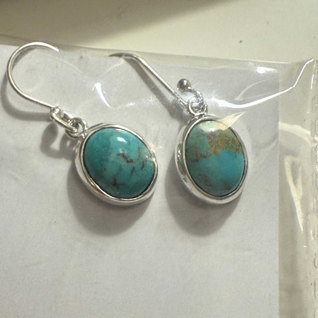 Classic Oval Turquoise Earrings in Sterling Silver by Sacred Crystals