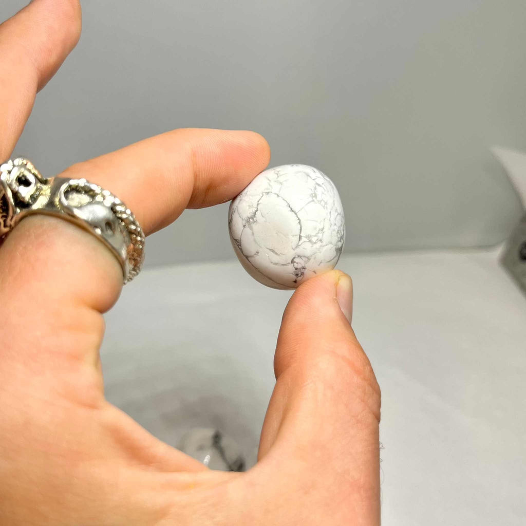 White Howlite Tumbled Stone by Sacred Crystals