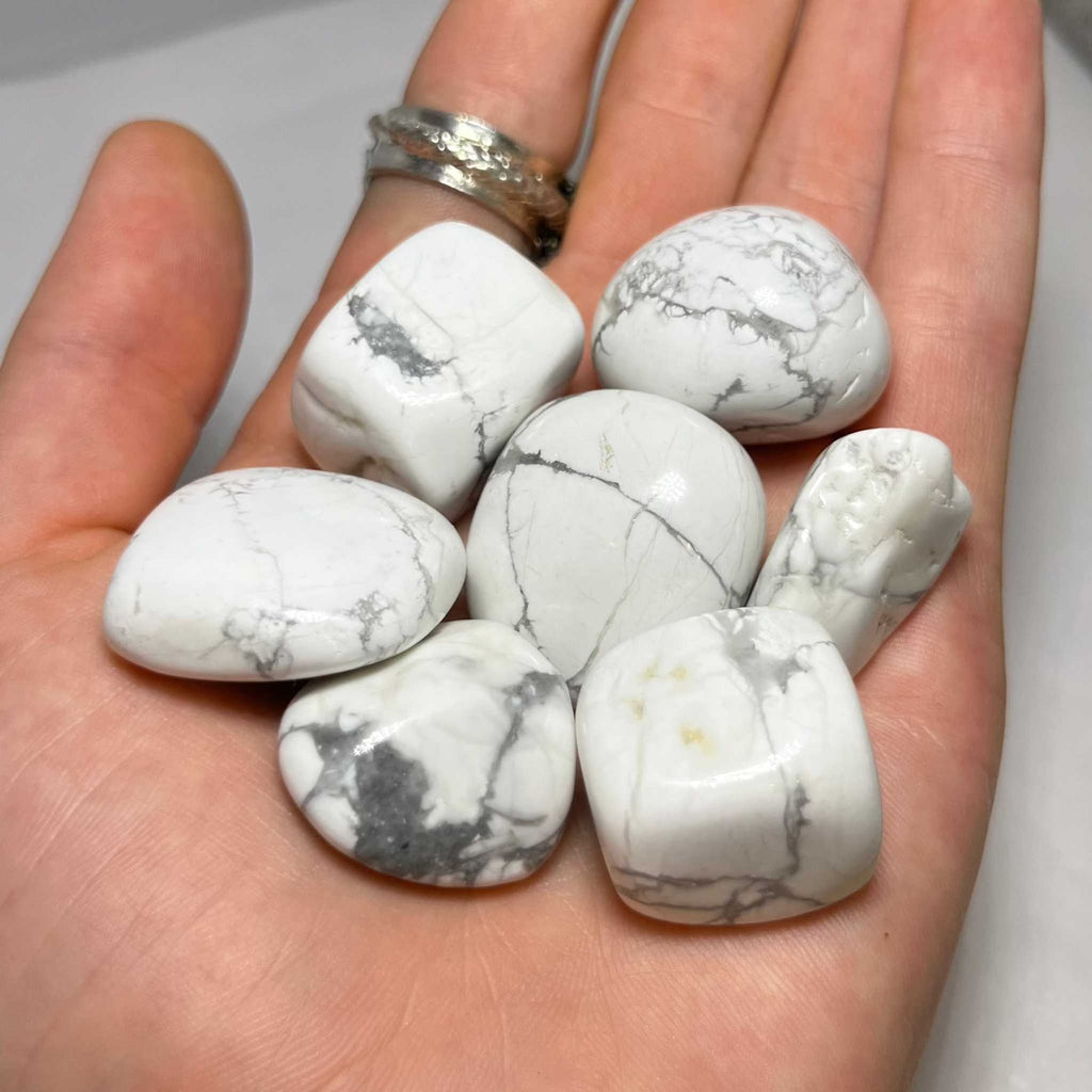 White Howlite Tumbled Stone by Sacred Crystals