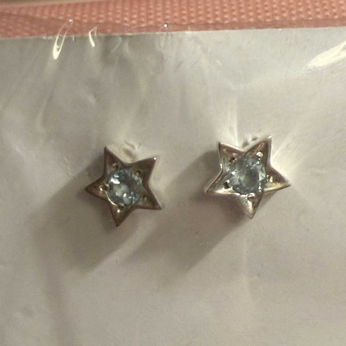 Garnet & Aquamarine Star Post Earrings in Sterling Silver by Sacred Crystals